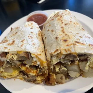 Breakfast burrito with sausage and country potatoes:)
