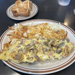 All Meat Omelette with Feta Cheese added