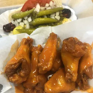 Wings and a Chicago Dog