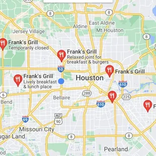 Different locations of Franks Grill