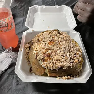 a cake in a styrofoam container