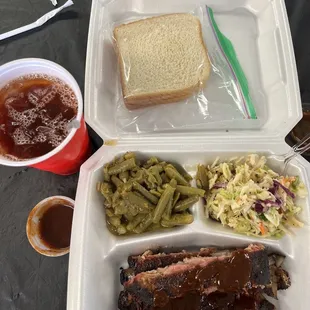 Ribs, coleslaw, green beans!