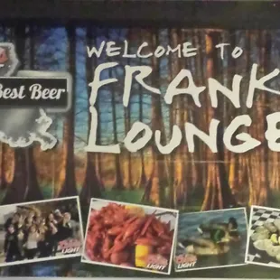 a sign for frank's lounge
