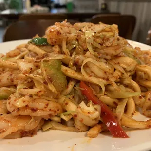 Handmade Noodles with shrimp.