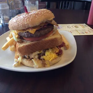 The name is big baby...awesome burger combination with corned beef and a fried egg!!  All for less than $6