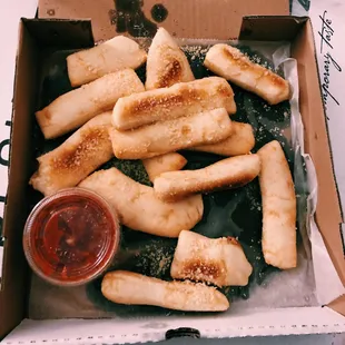 Breadsticks (we ate many by the time I took this photo)