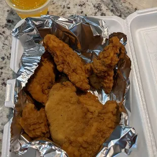 Chicken tenders with parmesan garlic sauce on the side