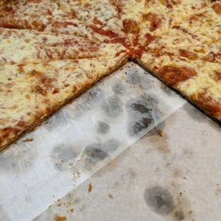 Wax lined box &amp; inside view of hand tossed pizza