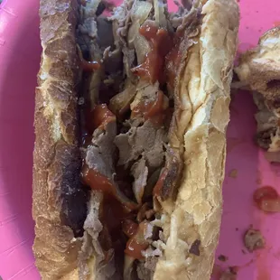 a half eaten sandwich