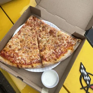 two slices of cheese pizza