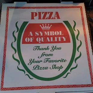a sign that says thank you from your favorite pizza shop