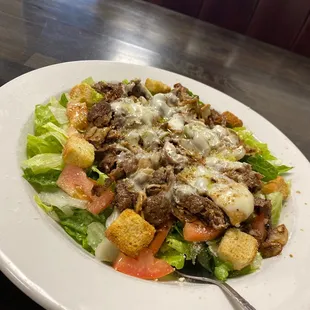 Philly steak salad with croutons