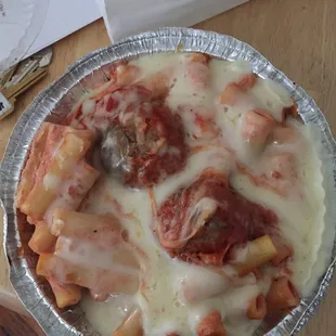 Baked ziti with meatballs