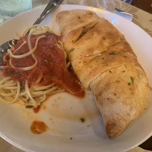 Stromboli with a side of spaghetti