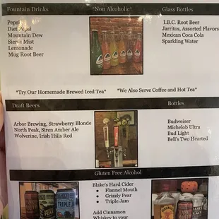 Drink menu
