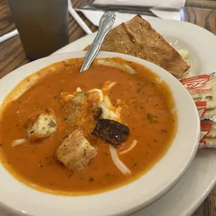 Bowl of soup(Tomato basil) and half a grinder(Frank&apos;s chicken, bacon, &amp; ranch)