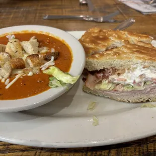 Mmmm! 1/2 Turkey-Bacon grinder and bowl of their AWESOME Tomato-Basil soup