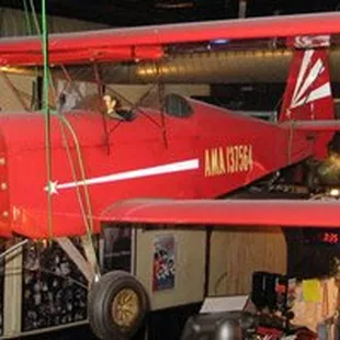 an airplane hanging from the ceiling