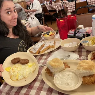 Chicken biscuits, French toast, eggs!