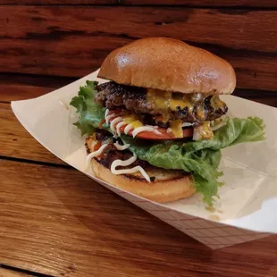 Burger grease off the grill