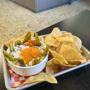 Bean dip from PorQue No tacos inside Frank's Sports Bar and Grill