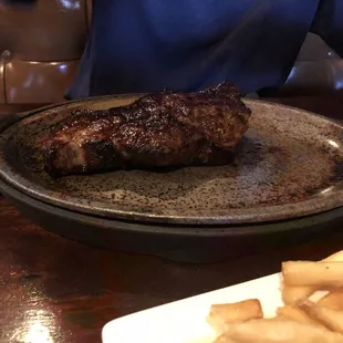 Sizzling NY strip - a bit tough