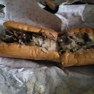 Cheesesteak with Cooper cheese.