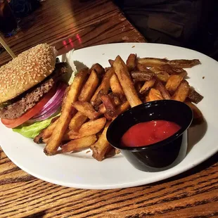 Impossible burger with fries