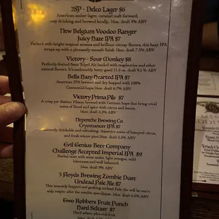 a menu for a restaurant