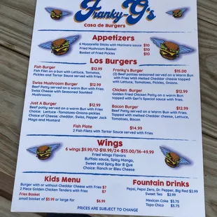 The menu