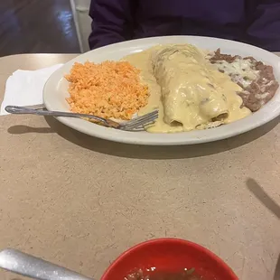 Smothered chicken burrito