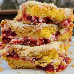 a close up of a piece of cake