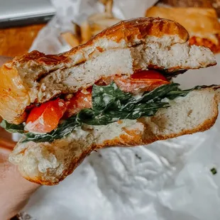 Picture of my delicious Chicken Sandwich from Frannie&apos;s Beef