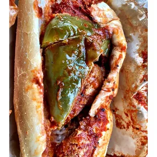 Homemade Meatball Sandwich w/Sweet Peppers &amp; Mozzarella Cheese!Pretty Pretty Good! Frannies Beef &amp; Catering.Schiller Park,IL Cool!