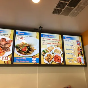 menus on the wall