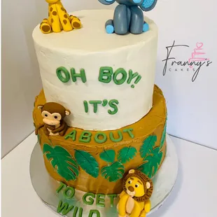 Buttercream cake with delicious gum-paste edible animals!