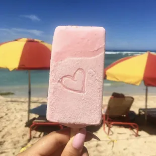 Locally Handmade Strawberry Cheesecake Ice Pop at Franny's Hawaiian Ice Pops at Ohana Hale Marketplace
