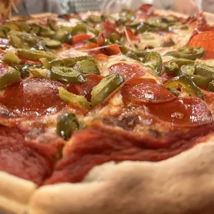 Pepperoni and Jalapeño pizza