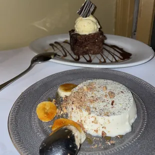 Vanilla Bean Panna Cotta Warm Black And White Chocolate Bread Pudding