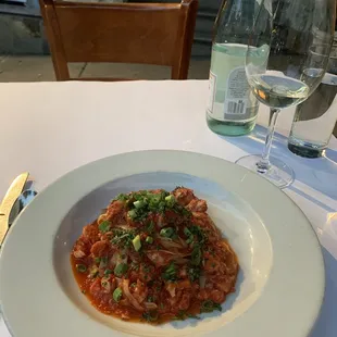 Fresh Linguine with spicy lobster