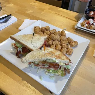 Delicious BLT and tater tots