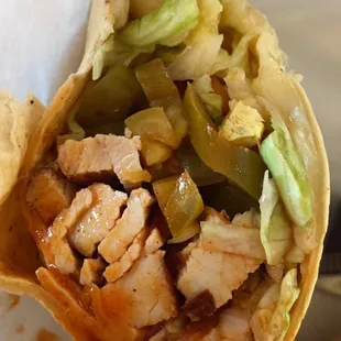 Buffalo Chicken Wrap made with hot sauce and a whole lotta jalapeños -- Not for beginners!
