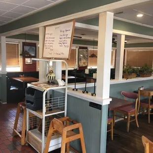 Spacious dining area with daily specials.