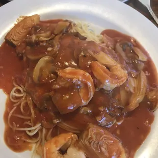 Chicken and shrimp specialty dish, great flavor! Chow knows and shrimp cooked to perfection