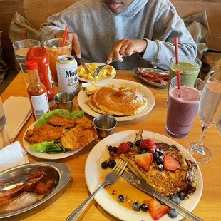 Croissant French Toast, Buttermilk Pancakes