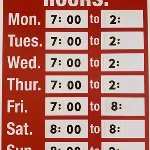 New hours in the new location 2120 W. Ruthrauff