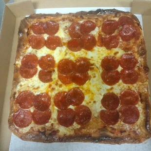 Sicilian pepperoni pizza