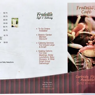 Fratelli&apos;s Menu Side Two 04072023