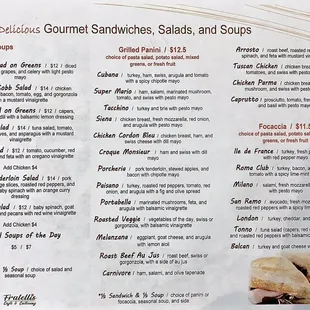 Fratelli&apos;s Menu Side One 04072023