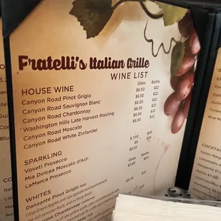menu and prices